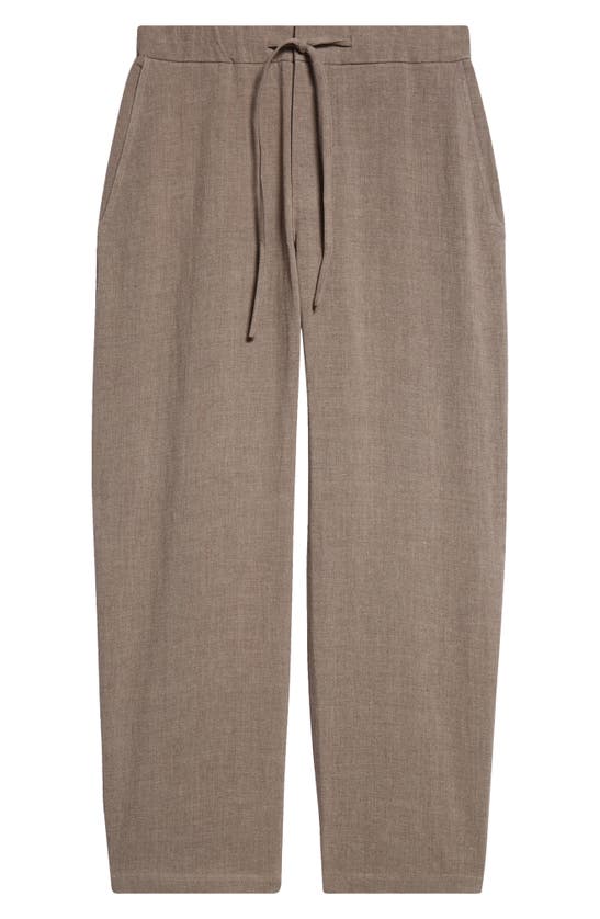 De Bonne Facture Lounge Drawstring Linen & Wool Trousers In Taupe