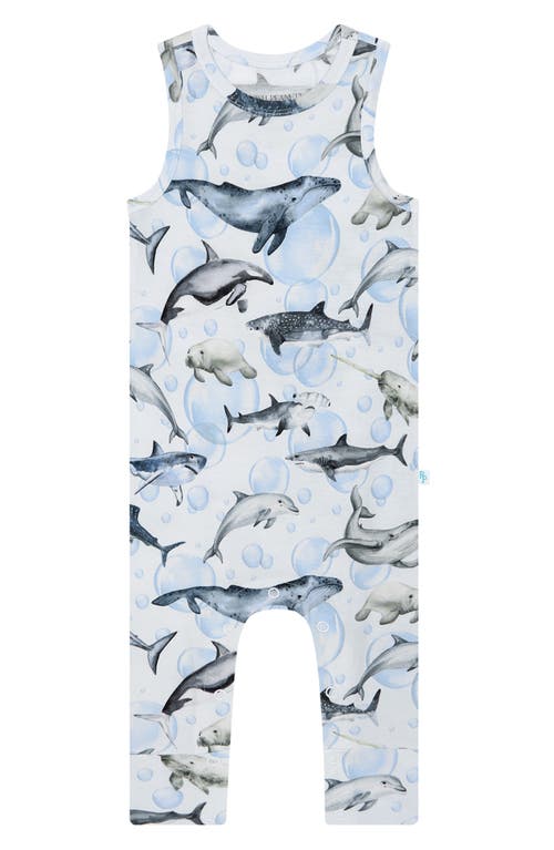 Posh Peanut Kids' Sharkly Racerback Romper Open Blue at Nordstrom,