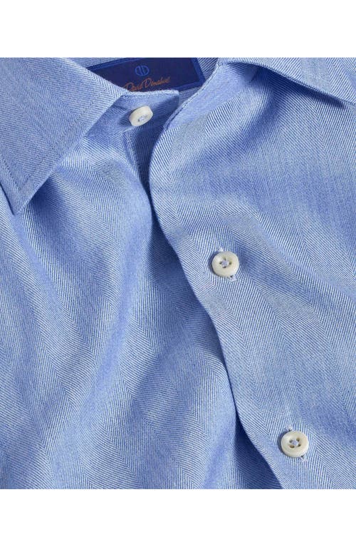 Shop David Donahue Herringbone Cotton Blend Sport Shirt In Blue