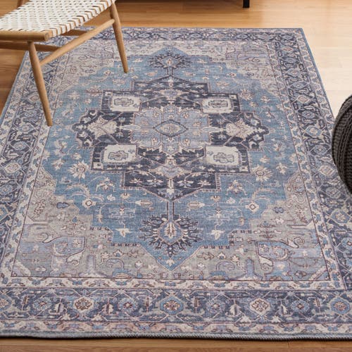 Jonathan Y Maris Ornate Medallion Machine-washable Area Rug In Blue/cream