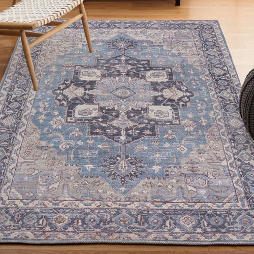 Shop Jonathan Y Maris Ornate Medallion Machine-washable Area Rug In Blue/cream