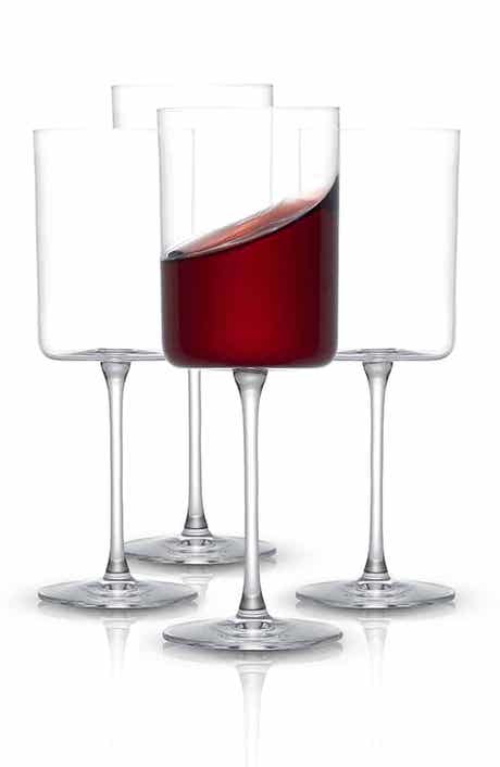 JoyJolt Claire Crystal Cylinder White Wine Glass - Set of 4