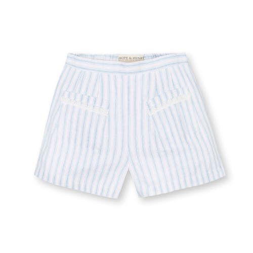 Shop Hope & Henry Girls' Pull-on Flat Front Linen Short, Toddler In Riviera Stripe