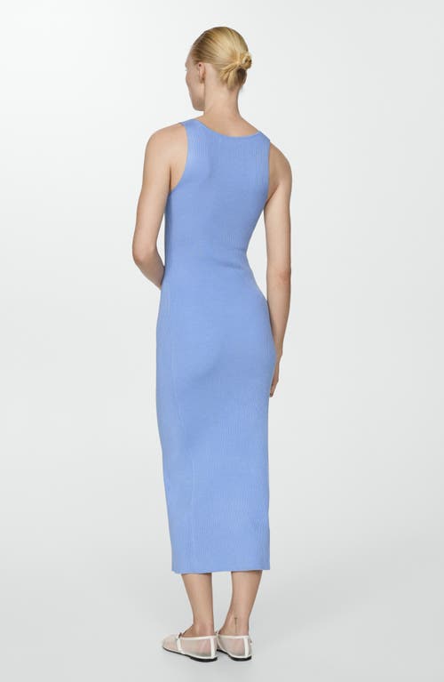 Shop Mango Sleeveless Rib Midi Sweater Dress In Sky Blue