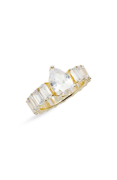 SHYMI Pear & Emerald Cut Cubic Zirconia Eternity Ring in Gold/White at Nordstrom