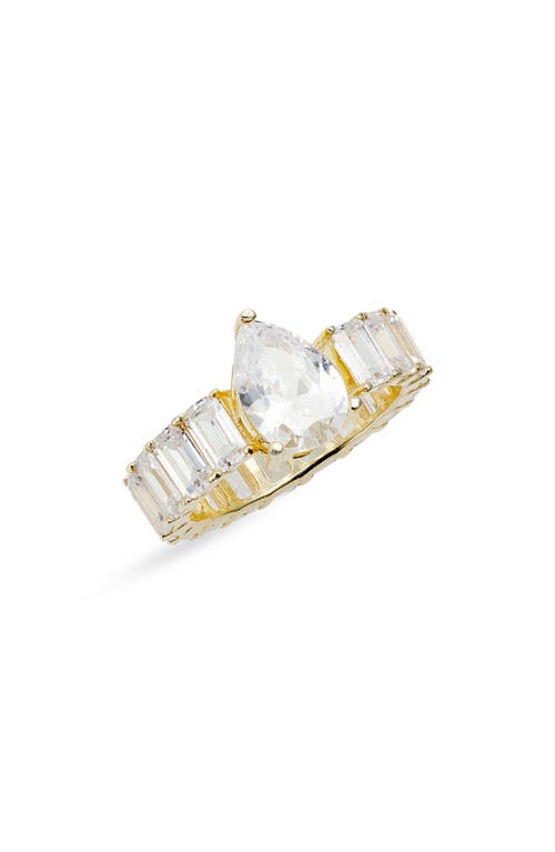 Shymi Pear & Emerald Cut Cubic Zirconia Eternity Ring In Gold/white