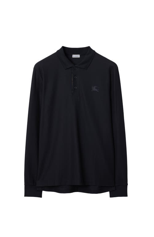 Burberry Ekd Long-sleeve Polo Shirt In Coal Blue
