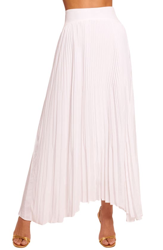 Shop Ramy Brook Winifred Pleated Asymmetric Maxi Skirt In Ivory