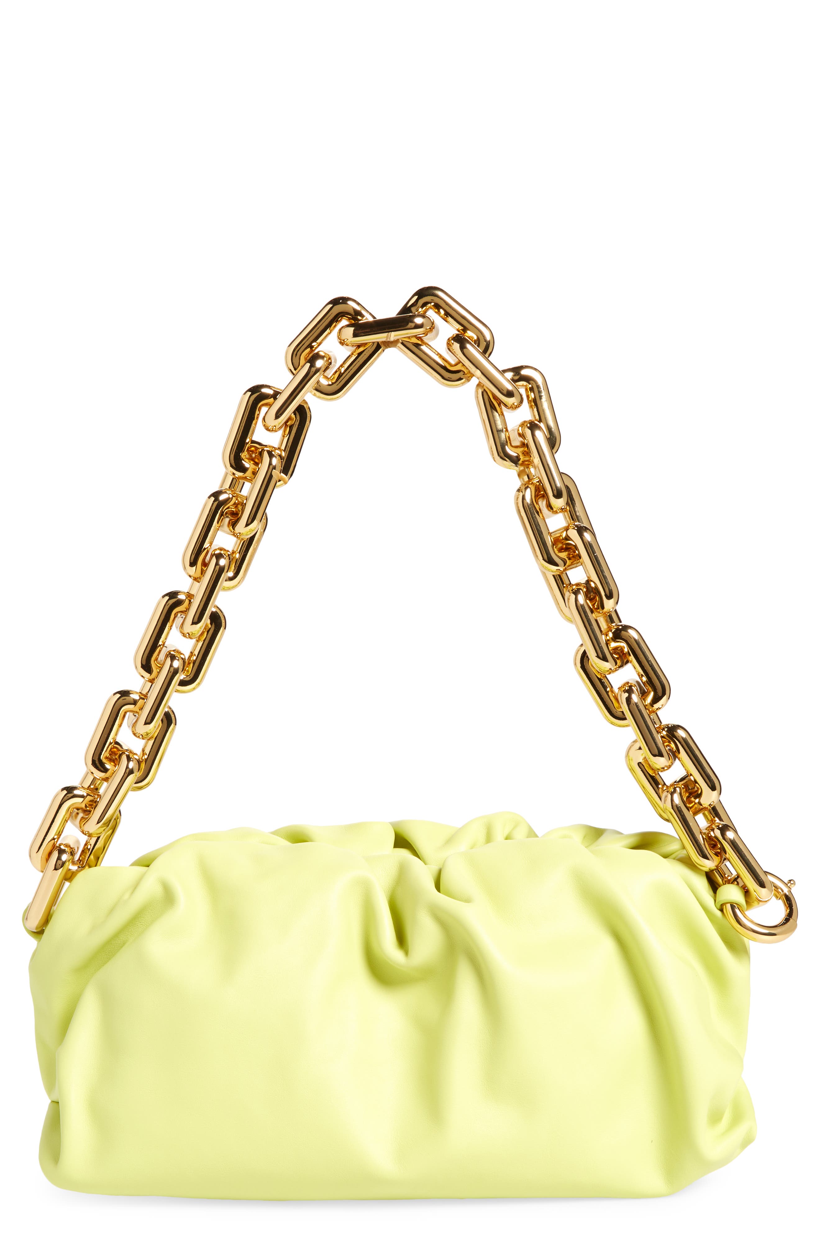 Bottega Veneta The Chain Pouch Leather Shoulder Bag in Seagrass/Gold