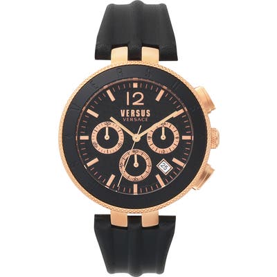 Versace Logo Chronograph Leather Strap Watch, 4m
