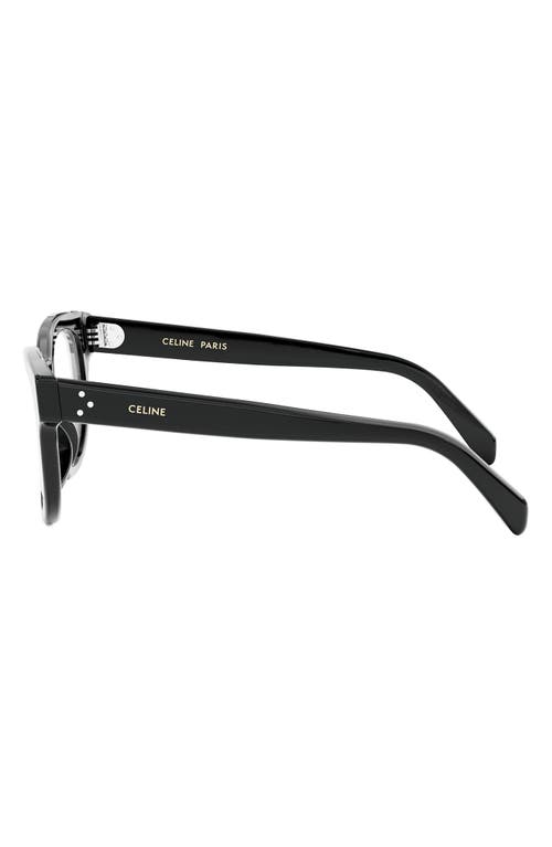 Celine Bold 53mm Round Optical Glasses In Shiny Black