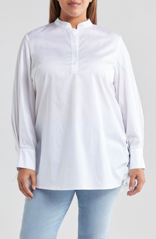 HARSHMAN Rhea Side Tie Cotton Popover Tunic in White 