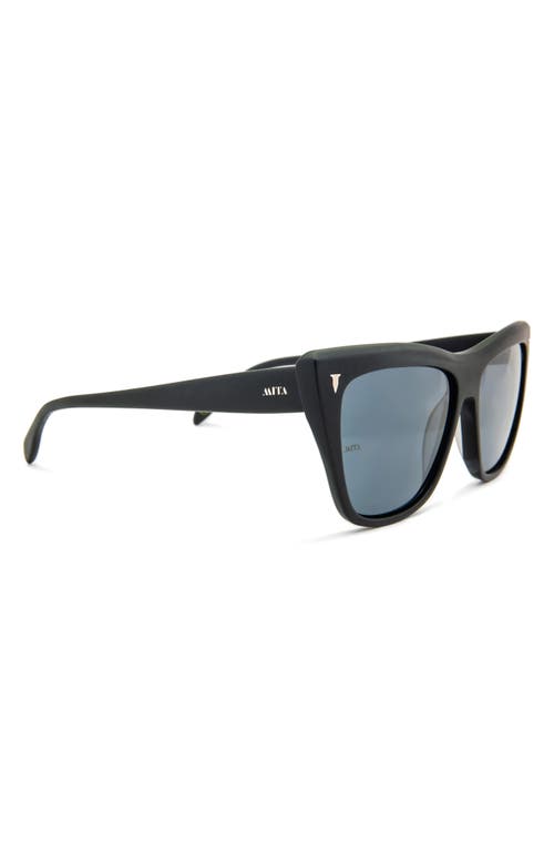 Shop Mita Sustainable Eyewear 58mm Wynwood Cat Eye Sunglasses In Shiny Black/smoke