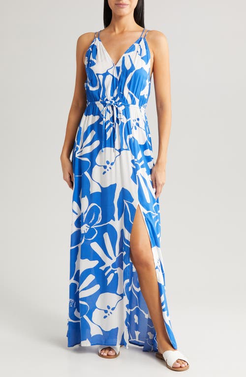 Cover-Up Maxi Dress in Blue Hibiscus
