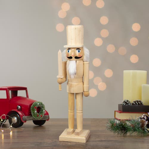 Northlight 15in Unfinished Paintable Wooden With Sword Christmas Nutcracker In Nude