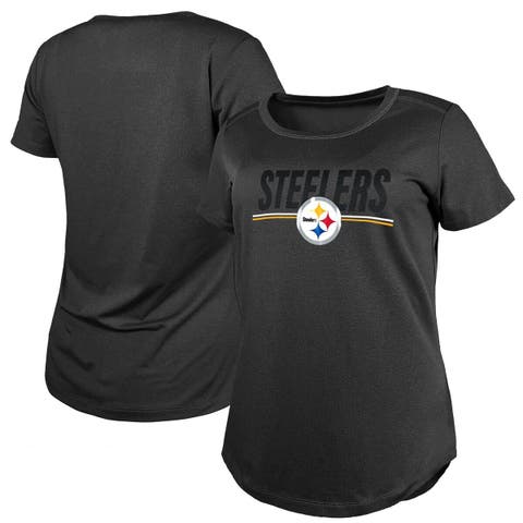 Pittsburgh Steelers Women's Plus Size New Era Sleeve Stripe Glitter