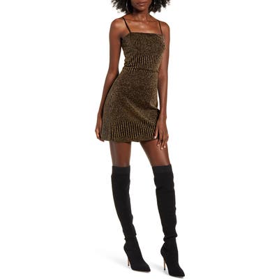 Row A Sleeveless Metallic Rib Minidress, Black