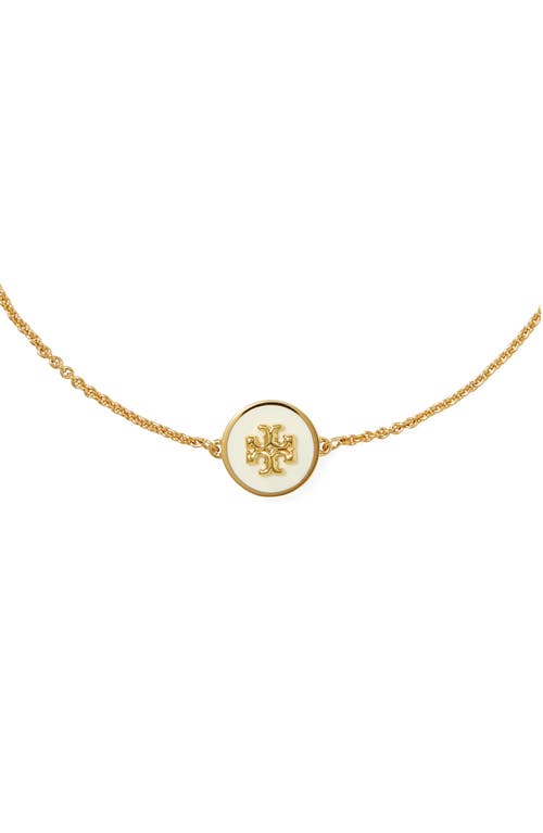 Shop Tory Burch Kira Enamel Pendant Chain Bracelet In Tory Gold/new Ivory