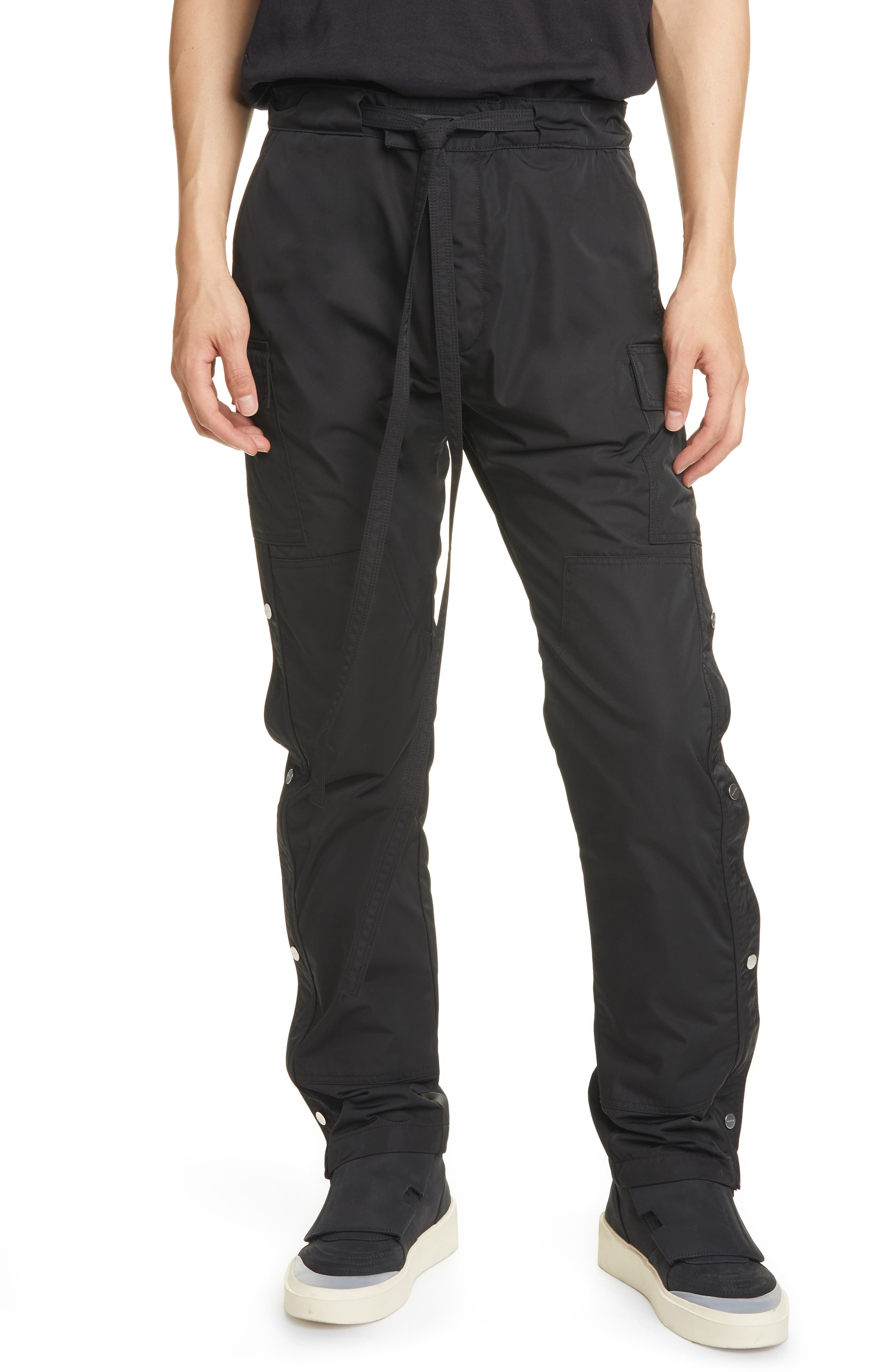 black nylon cargo pants