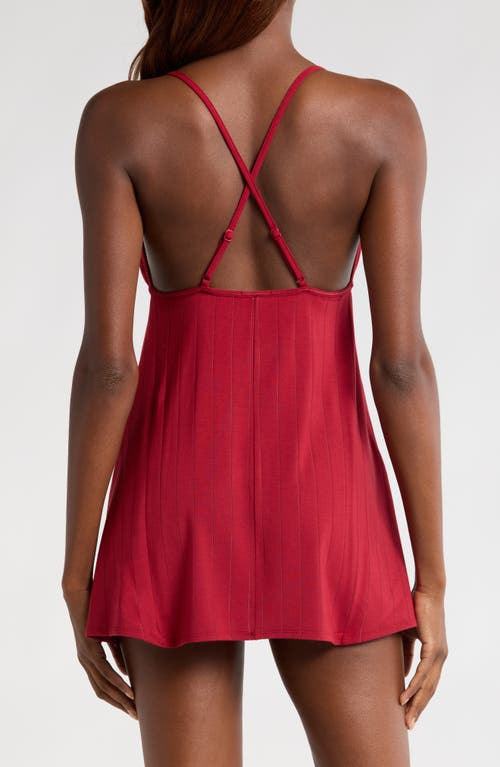 Savage X Fenty Sleek Stitch Sleep Mini Slip In Red Cognac