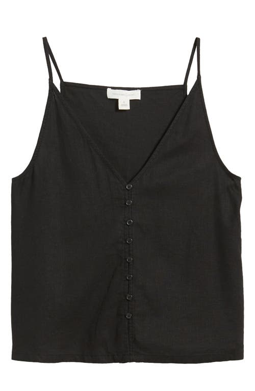 Shop Treasure & Bond Button-up Linen Blend Camisole In Black