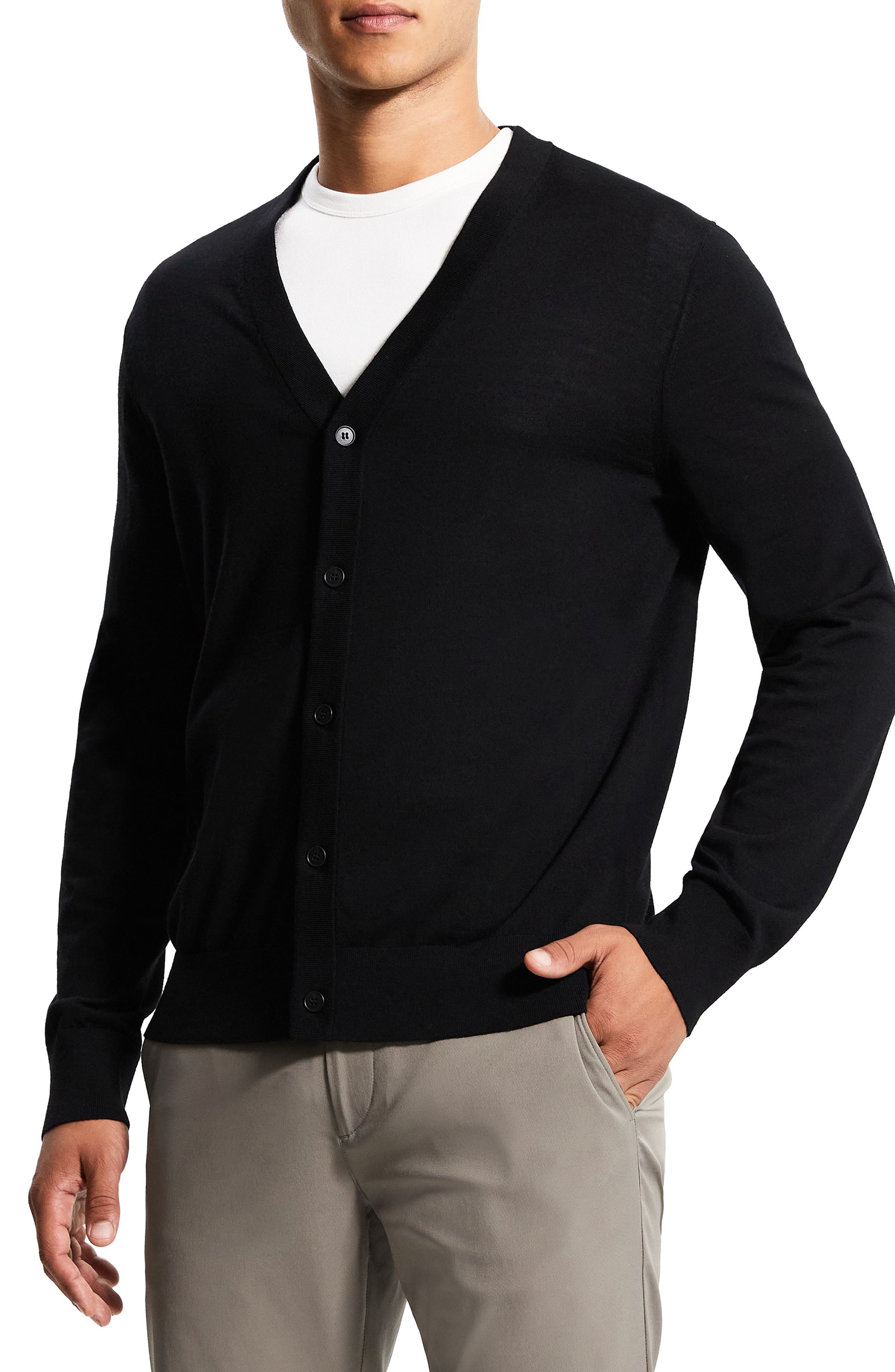 black mens cardigan