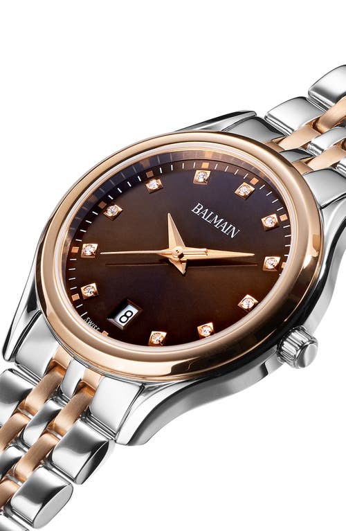 Shop Balmain Watches Beleganza Diamond Bracelet Watch, 27.5mm In Stainless Steel/rose Gold