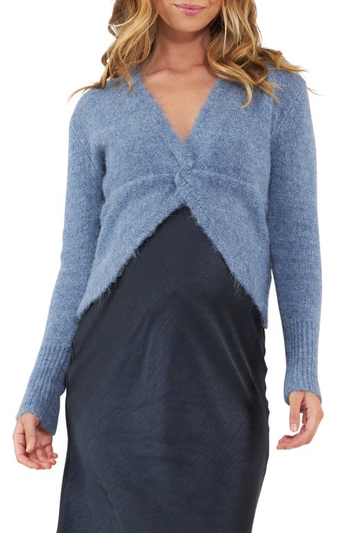 Shop Ripe Maternity Nala Twist Front Maternity/nursing Sweater In Dusty Blue