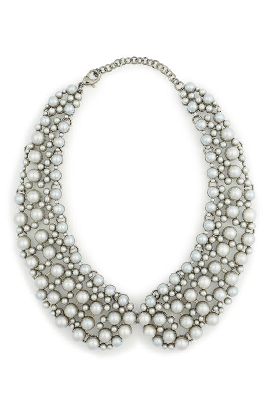 Shop Eye Candy Los Angeles Diana Imitation Pearl Collar Necklace In Grey