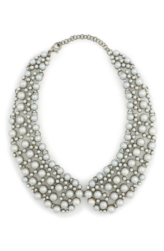 Eye Candy Los Angeles Diana Imitation Pearl Collar Necklace In Grey
