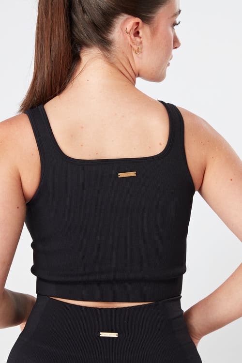 Shop Twill Active Recycled Seamless Rib Crop Top In Black