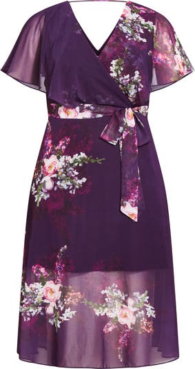 Amy Floral Faux Wrap Midi Dress