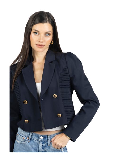 Shop Akalia Diana Cropped Women Blazer In Navy Blue