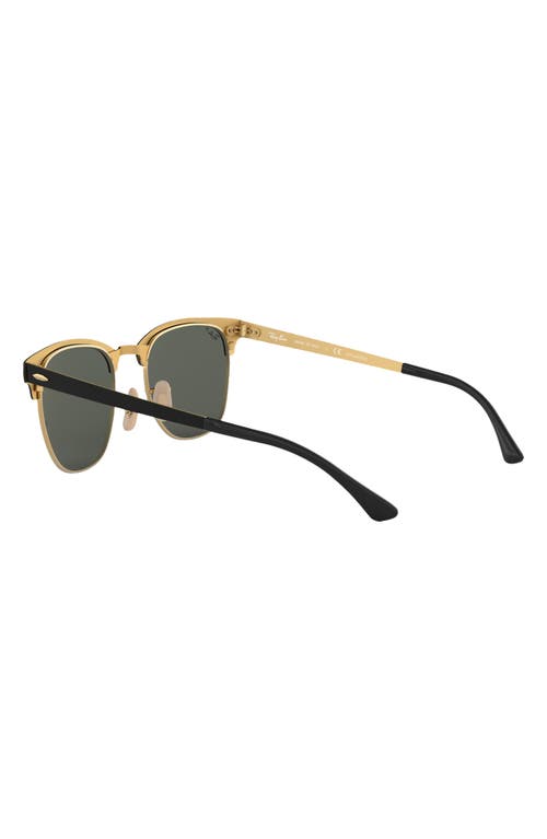 Shop Ray Ban Ray-ban Clubmaster Metal 58mm Polarized Square Sunglasses In Gold/black/green