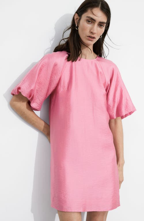 Shop & Other Stories Puff Sleeve Minidress In Pink Medium Dusty