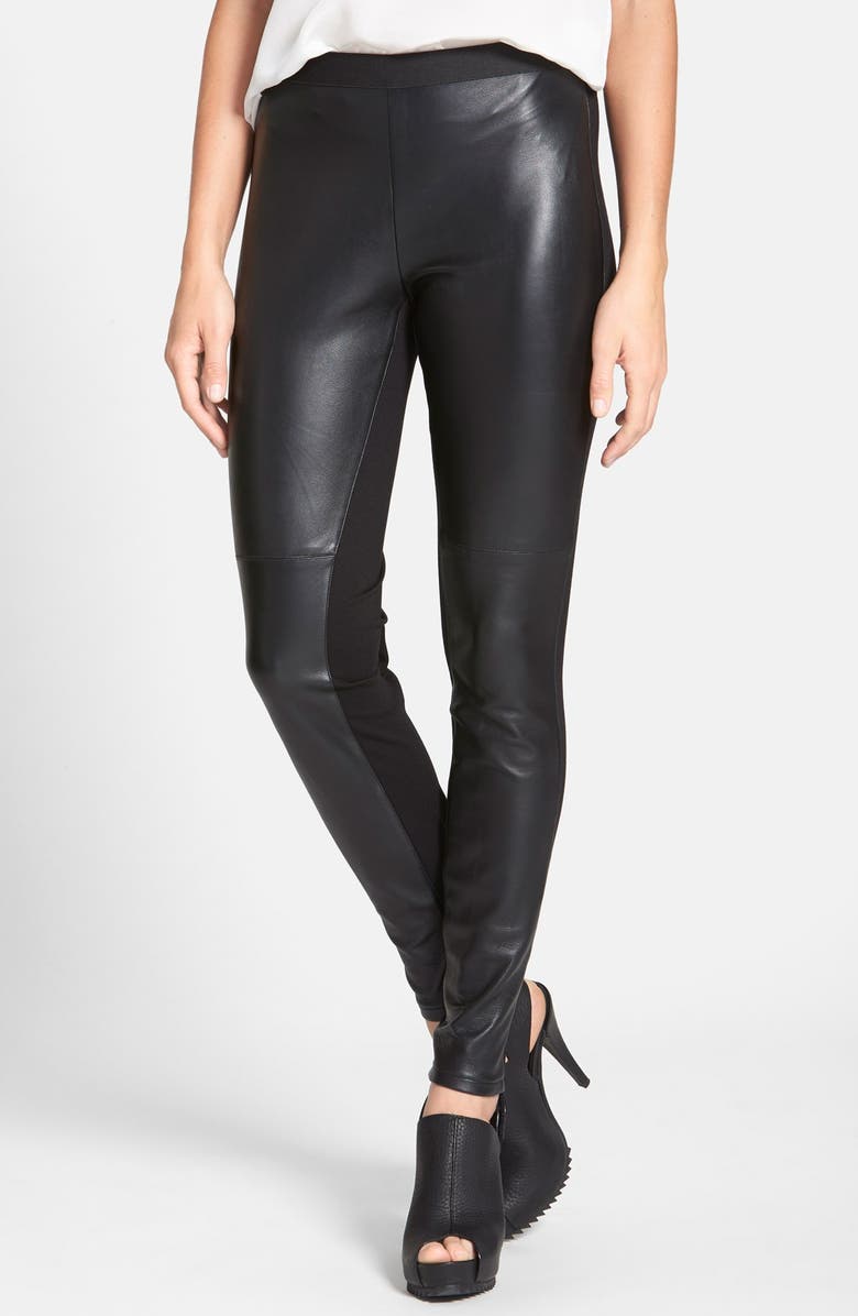 Eileen Fisher The Fisher Project Leather Front Leggings (Regular ...