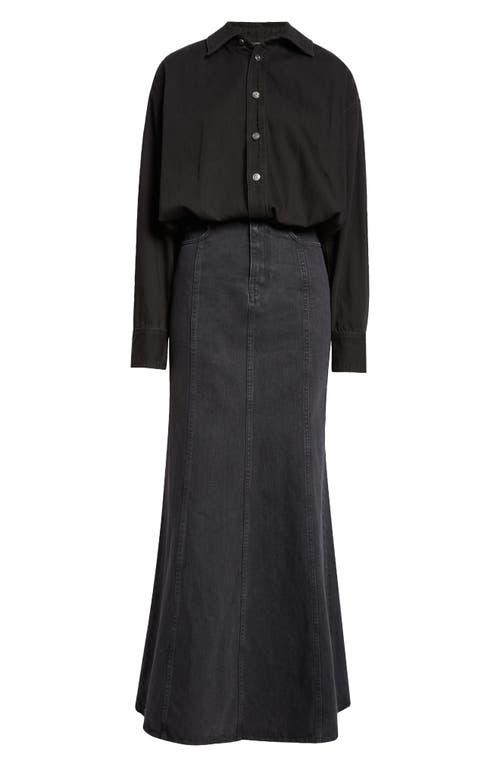 Shop Haikure Jos Long Sleeve Denim Maxi Shirtdress In Black Wash