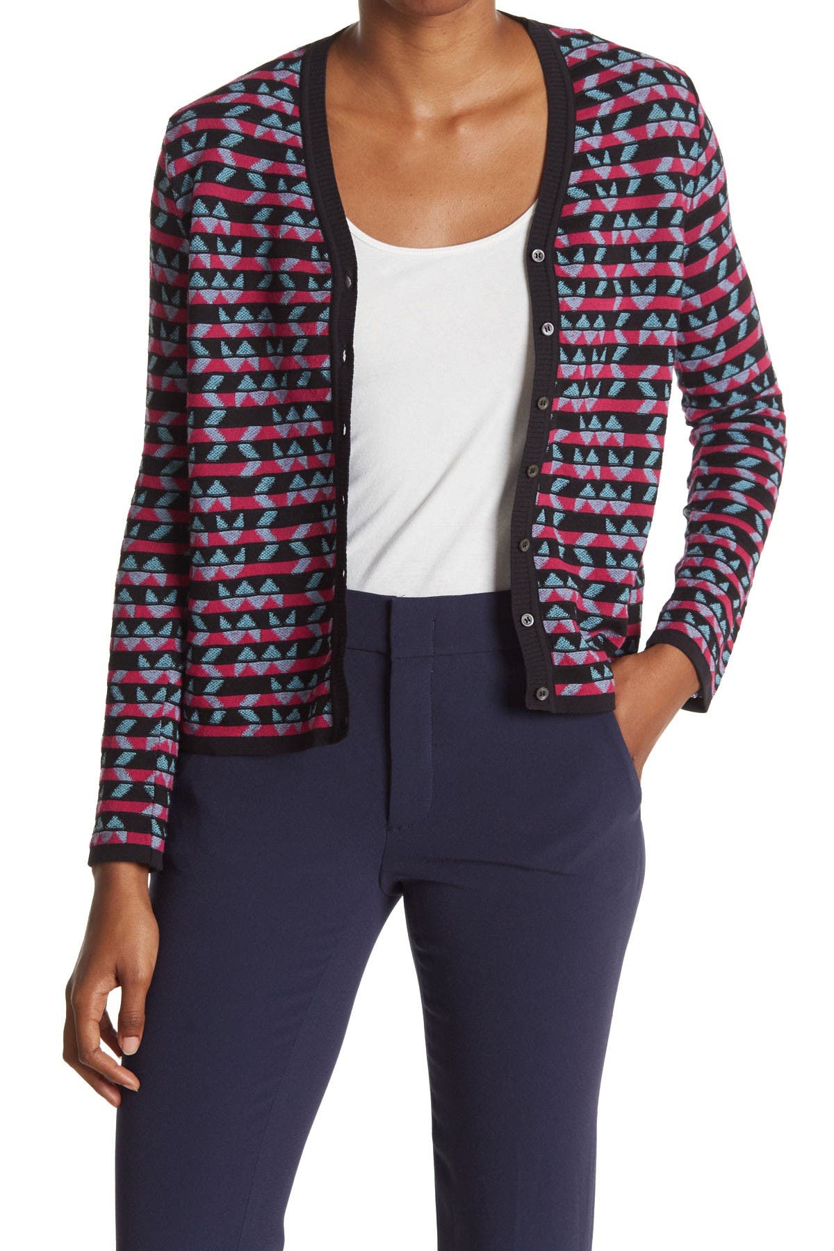 geometric print cardigan