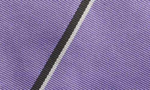 Ralph Lauren Purple Label Super Repp Stripe Silk Tie In Lavender/black