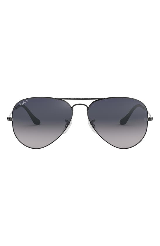 Ray Ban 62mm Polarized Oversize Pilot Sunglasses In Gunmetal