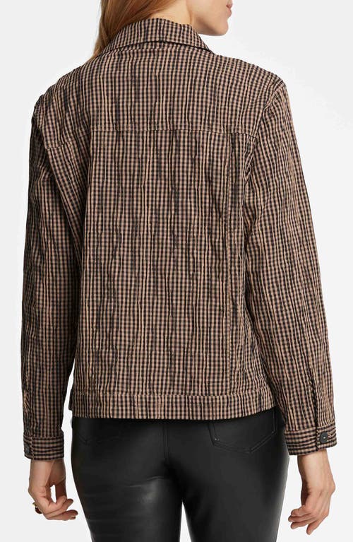 Foxcroft Thelma Crinkle Cotton Blend Gingham Jacket In Almond/black