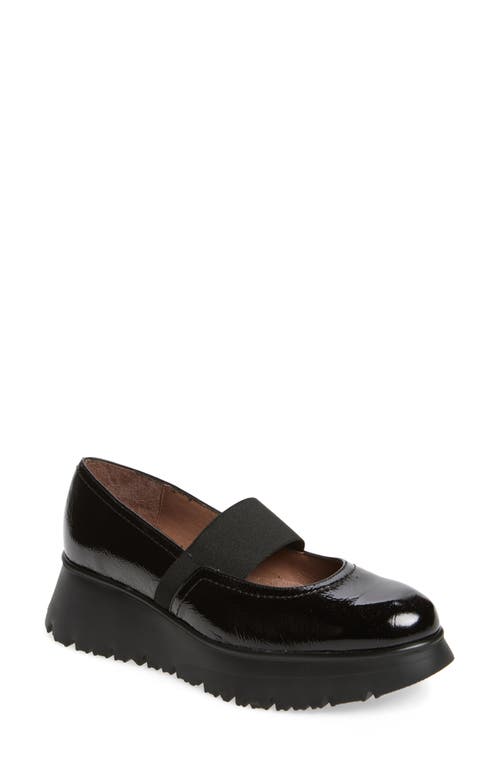 Shop Wonders Platform Mary Jane Loafer In Black Patent Lea