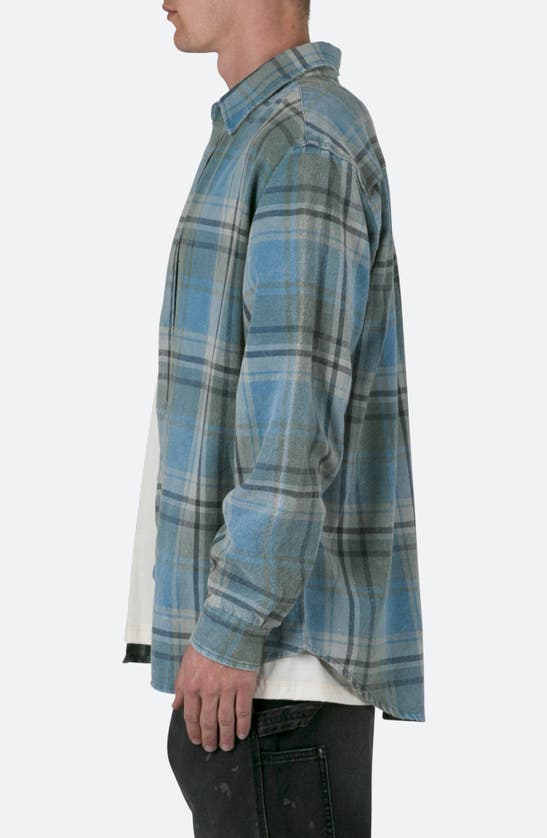 Shop Mnml Washed Plaid Button-up Shirt In Blue/ Black