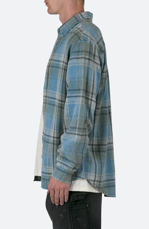 Mnml Washed Plaid Button-up Shirt In Blue/black