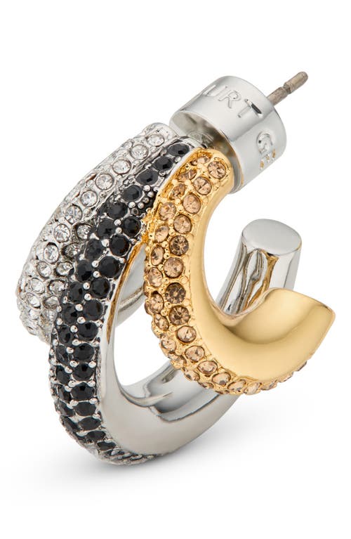 KURT GEIGER KURT GEIGER LONDON PAVÉ CRYSTAL TRIPLE HUGGIE HOOP EARRINGS