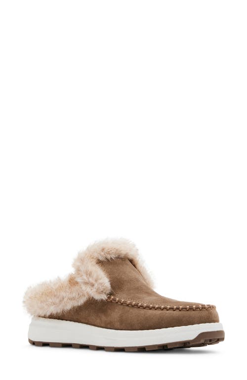 Shop Blondo Victor Waterproof Faux Fur Slipper In Taupe Suede