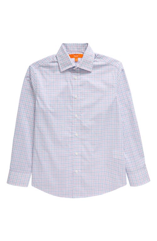 Shop Tallia Kids' Plaid Dress Shirt In Pink/blue