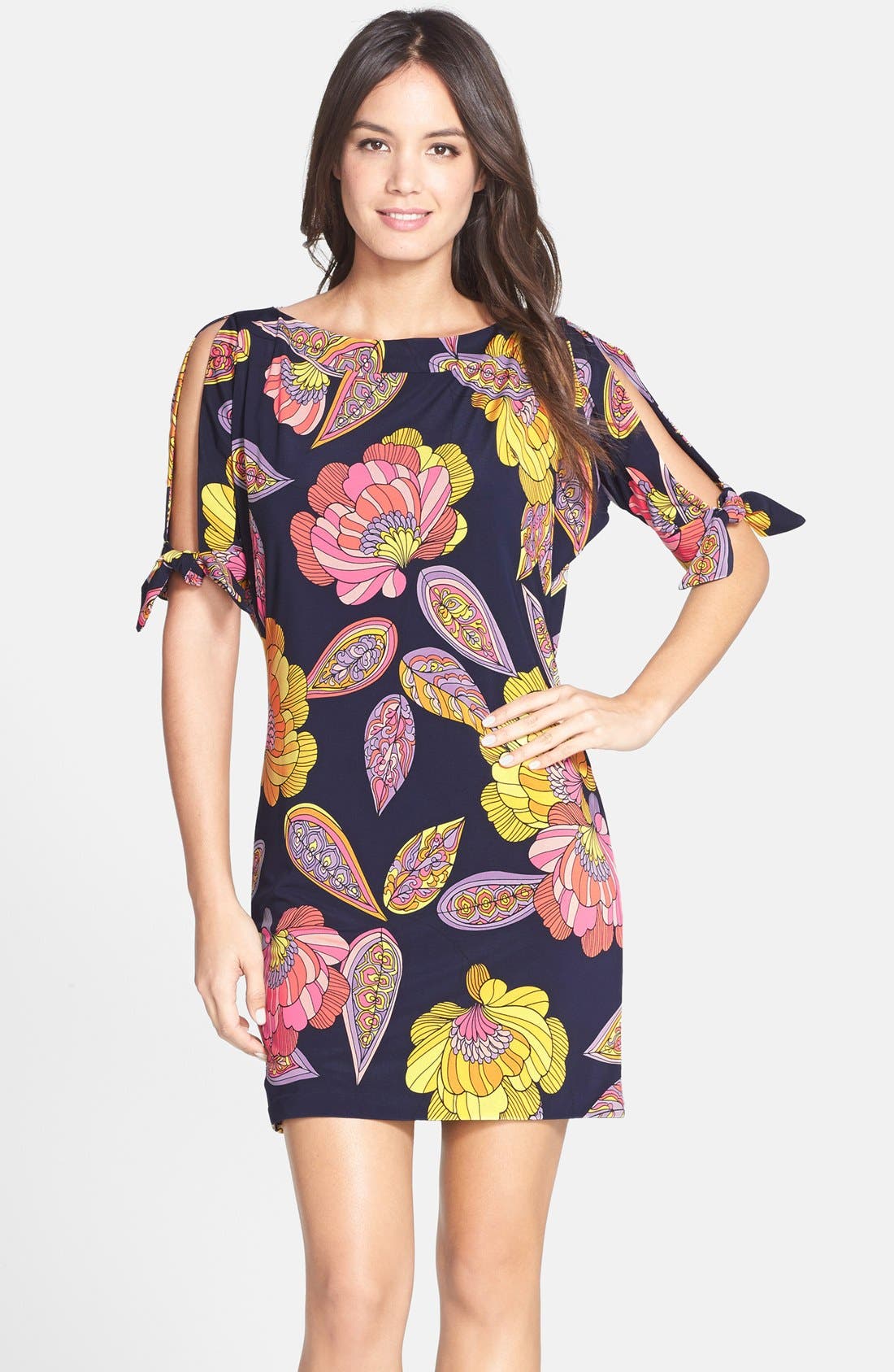 Trina Turk Floral Print Tie Sleeve Shift Dress Nordstrom
