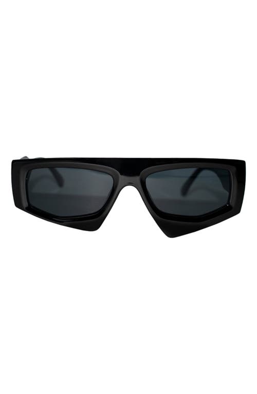 Ivy 54mm Polarized Geometric Sunglasses in Black/Black