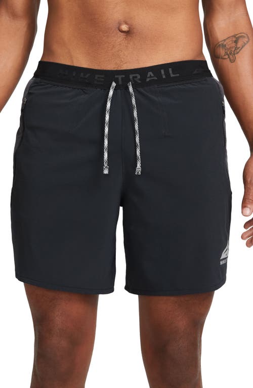 Nike Dri-fit Trail Running Shorts In Black/dk Smoke Grey/white